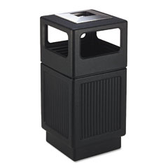 Safco Canmeleon Ash/Trash Receptacle, Square, Polyethylene, 38 gal, Textured Black SAF9477BL