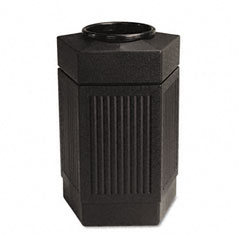 Safco Canmeleon Indoor/Outdoor Receptacle, Pentagon, Polyethylene, 30 gal, Black SAF9485BL