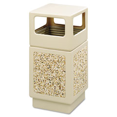Safco Canmeleon Side-Open Receptacle, Square, Aggregate/Polyethylene, 38 gal, Tan SAF9472TN