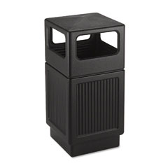 Safco Canmeleon Side-Open Receptacle, Square, Polyethylene, 38 gal, Textured Black SAF9476BL