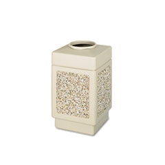 Safco Canmeleon Top-Open Receptacle, Square, Aggregate/Polyethylene, 38 gal, Tan SAF9471TN