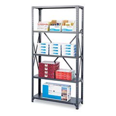 Safco Commercial Steel Shelving Unit, 5 Shelves, 36w x 12d x 75h, Dark Gray SAF6265