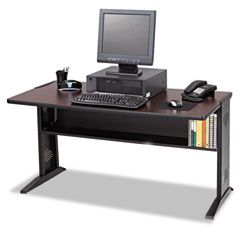 Safco Computer Desk W/ Reversible Top, 48w x 28d x 30h, Mahogany/Medium Oak/Black SAF1931