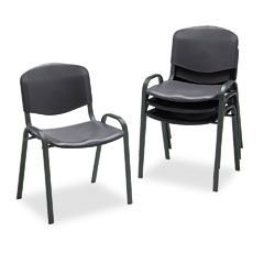 Safco Contour Stacking Chairs, Black w/Black Frame, 4/Carton SAF4185BL