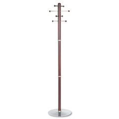 Safco Costumer, Four Ball-Tipped Double-Hooks, Steel/Wood, Mahogany SAF4193MH