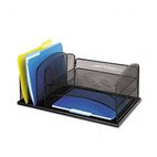 Safco Desk Organizer, Six Sections, Steel Mesh, 19 3/8 x 11 3/8 x 8, Black SAF3254BL