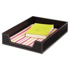 Safco Desk Tray, Single Tier, Leather Look, Letter, Black SAF9391BL