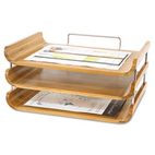 Safco Desk Tray, Three Tiers, Bamboo, Letter, Natural Finish SAF3641NA
