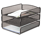 Safco Desk Tray, Three Tiers, Steel Mesh, Letter, Black SAF3271BL