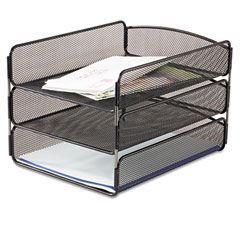 Safco Desk Tray, Three Tiers, Steel Mesh, Letter, Black SAF3271BL