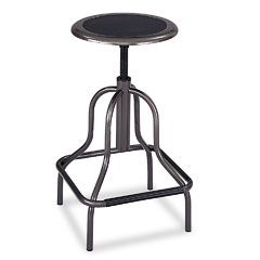 Safco Diesel Backless Industrial Stool, High Base, Black Leather Seat SAF6665