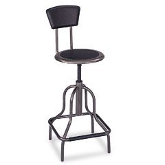 Safco Diesel Industrial Stool w/Back, High Base, Black Leather Seat/Back Pad SAF6664