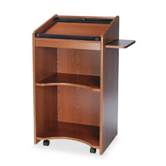 Safco Executive Mobile Lectern, 25-1/4w x 19-3/4d x 46h, Medium Oak SAF8918MO