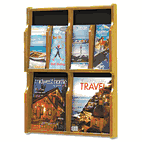Safco Expose Adj Magazine/Pamphlet 4-Pocket Display, 20w x 2-1/2d x 26-1/4h, Med Oak SAF5704MO