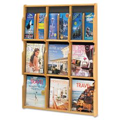 Safco Expose Adj Magazine/Pamphlet 9-Pocket Display, 29-3/4 x 2-1/2 x 38-1/4, Med Oak SAF5702MO