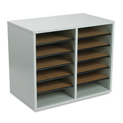 Safco Fiberboard Literature Sorter, 12 Sections, 19 5/8 x 11 7/8 x 16 1/8, Gray SAF9420GR