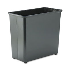 Safco Fire-Safe Wastebasket, Rectangular, Steel, 27 1/2 qt, Black SAF9616BL