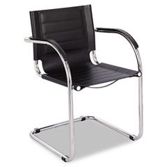 Safco Flaunt Series Guest Chair, Black Leather/Chrome SAF3457BL