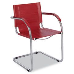 Safco Flaunt Series Guest Chair, Red Leather/Chrome SAF3457RD