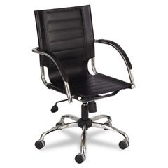 Safco Flaunt Series Mid-Back Manager's Chair, Black Leather/Chrome SAF3456BL