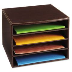 Safco Four-Section Desktop Sorter, 10 1/4" x 10 1/4" x 7 1/2", Chocolate SAF9392CE