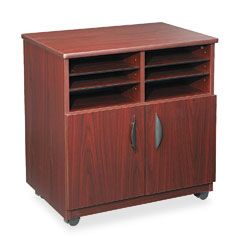 Safco Laminate Machine Stand w/Sorter Compartments, 28w x 19-3/4d x 30-1/2h, Mahogany SAF1851MH