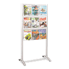 Safco Luxe Magazine Rack, 9 Compartments, 31-3/4w x 20d x 62-3/4h, Silver/Clear SAF4135SL