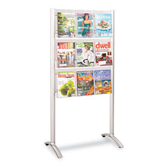 Safco Luxe Magazine Rack, 9 Compartments, 31-3/4w x 20d x 62-3/4h, Silver/Clear SAF4135SL