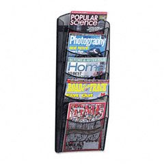 Safco Mesh Literature Rack, 5 Compartments, 10-1/4w x 3-1/2d x 28-1/3h, Black SAF5578BL