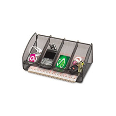 Safco Metal Mesh Desk Organizer, Black, Five Sections, 12 1/4 x 6 1/4 x 4 1/2 SAF3249BL