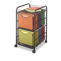 Safco Onyx Mesh Mobile Double File, 1-Shelf, 15-1/2 x 17-1/4 x 27-1/4, Black SAF5212BL