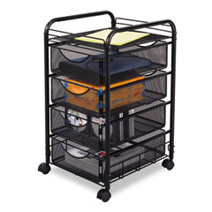 Safco Onyx Mesh Mobile File w/Four Supply Drawers, 15-3/4w x 17d x 27h, Black SAF5214BL