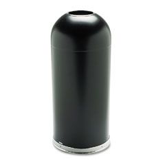 Safco Open-Top Dome Receptacle, Round, Steel, 15 gal, Black SAF9639BL