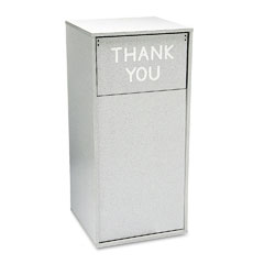 Safco Push Door Waste Receptacle w/Flat Top, Square, Wood, 36 gal, Gray SAF9728GR