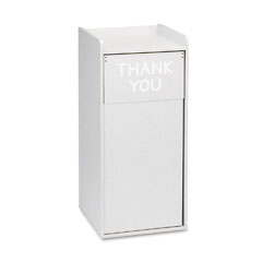Safco Push Door Waste Receptacle w/Tray Holder, Square, Wood, 36 gal, Gray SAF9729GR