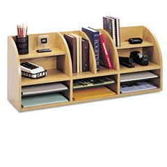Safco Radius Front Organizer, 12 Sections, 38 1/2 x 9 5/8 x 15 1/4, Medium Oak SAF9411MO