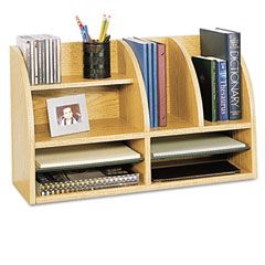 Safco Radius Front Organizer, Eight Sections, 25 7/8 x 9 5/8 x 15 1/4, Medium Oak SAF9417MO