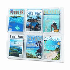Safco Reveal Clear Literature Displays, 6 Compartments, 30w x 2d x 24-5/8h, Clear SAF5607CL