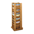 Safco Rotary Display, 48 Compartments, 17-3/4w x 17-3/4d x 49-1/2h, Medium Oak SAF4335MO