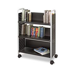 Safco Scoot Book Cart, 3-Shelf, 32-1/2w x 14-1/4d x 44-1/4h, Black SAF5336BL