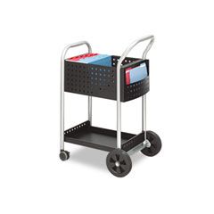 Safco Scoot Mail Cart, 1-Shelf, 22w x 27d x 40-1/2h, Black/Silver SAF5238BL