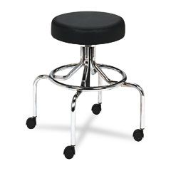 Safco Screw Lift Stool w/High Base, Height-Adjustable, 25-33h, Chrome/Black SAF3433BL