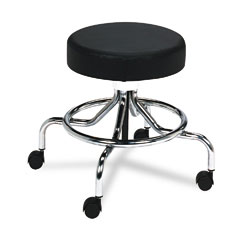Safco Screw Lift Stool w/Low Base, 17-25" Height-Adjustable, Chrome/Black SAF3432BL