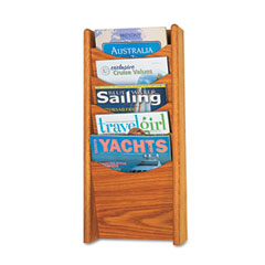 Safco Solid Wood Wall-Mount Literature Display Rack, 11-1/4 x 3-3/4 x 24, Medium Oak SAF4330MO