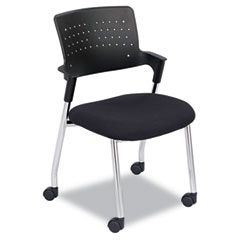 Safco Spry Series Guest Chair w/Casters, Plastic Back/Fabric Seat, Black/Chrome SAF4013BL
