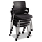 Safco Spry Series Guest Chair w/Casters, Plastic Back/Fabric Seat, Black/Chrome SAF4013BL