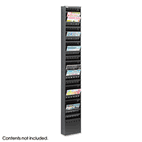 Safco Steel Magazine Rack, 23 Compartments, 10w x 4d x 65-1/2h, Black SAF4322BL