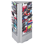 Safco Steel Rotary Brochure Rack, 33 Compartments, 17-1/4w x 15d x 30-1/4h, Gray SAF4326GR