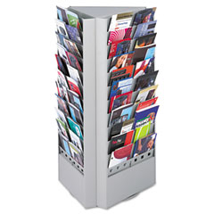 Safco Steel Rotary Brochure Rack, 33 Compartments, 17-1/4w x 15d x 30-1/4h, Gray SAF4326GR