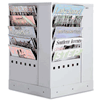 Safco Steel Rotary Magazine Rack, 20 Compartments, 14w x 14d x 21h, Gray SAF4327GR